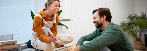 Couple having a conversation around financial fitness.