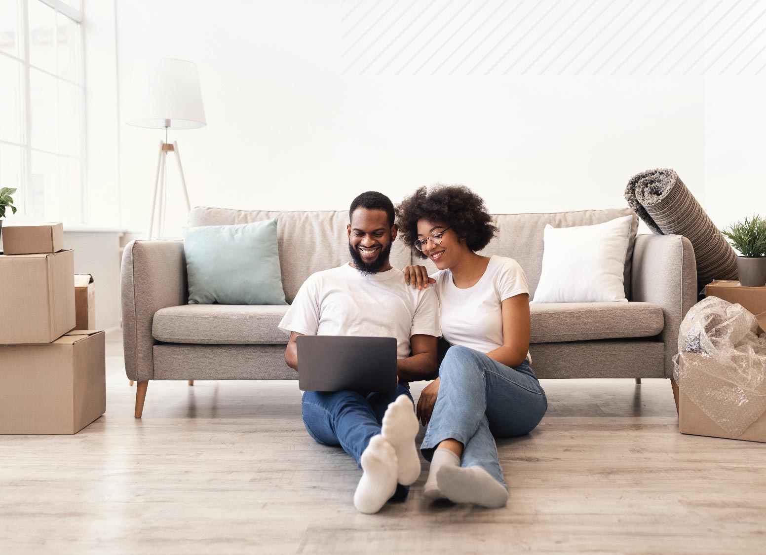 Young couple exploring grant options to see if they are eligible. 