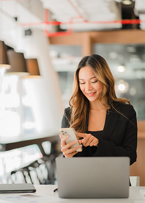 Customer checking her accounts on the FSB Now mobile app.