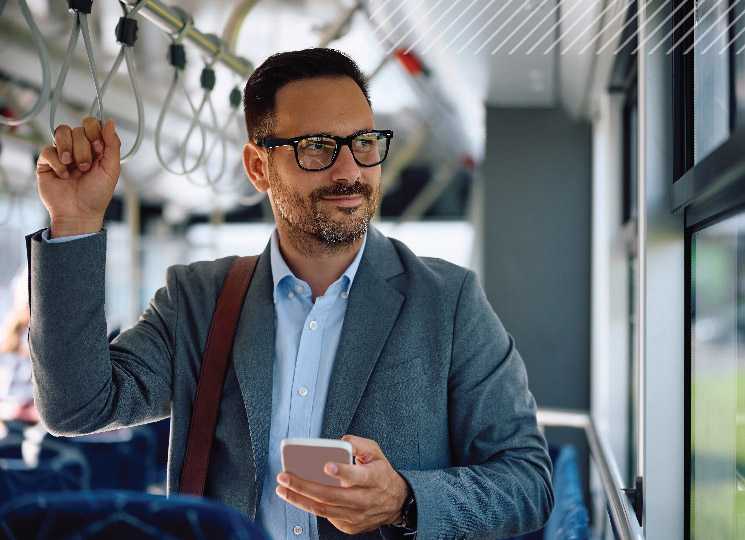 Man traveling using the FSB Now mobile banking app