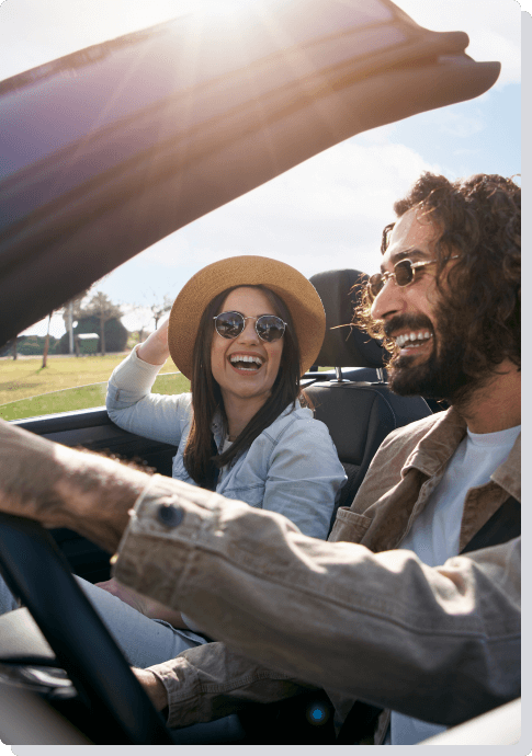 Young couple driving